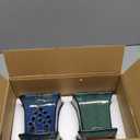 Ceramic Orchid Pots with Holes attached Saucers 4.8 Inches - Set of 2 Small Square Orchid Pots for Repotting, Decorative Ceramic Orchid Planter with Hole for Healthy Root Growth Blue and Green