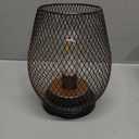 DECORKEY Set of 6 Battery Operated Lamp LED Table Lantern, Brown Metal Cage Cordless Lamps with LED BulbVintage Decorative Outdoor Lantern for Weddings, Parties, Patio, Events for Indoors Shelf Decor