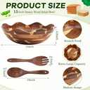 Geiserailie 15 Inches Scalloped Acacia Wood Salad Bowl Set, Serving Bowl