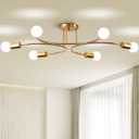 FRIXCHUR 6-Light Sputnik Chandelier, Gold Mid-Century Modern Semi Flush Mount Ceiling Light, Metal Fixture with E26 Sockets for Bedroom, Living Room, Kitchen (Bulbs Not Included)