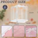 12x12x10inch 8Pcs Tall Cake Boxes Clear Display Gift Boxes with Ribbon,Pre Folded Lid for 10" and 11" Inch Tall Layer Tiered Cakes and Bakery Display Birthday Wedding Party(Clear , 12*12*10inch/8Pcs)