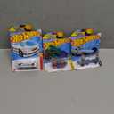 Hot Wheels 2024,Rockin' Railer #075/250,HW Race Day 2/10,Sky Blue, Hotwheels 2024 Piranha Terror # 87/250 HW Mega Bite 4/5 #87,  Hot Wheels Deora II Then and Now 4/10, White Die-Cast, Pack of 3r