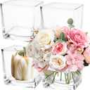 4 Pack 6 x 6 x 6 Inch Square Glass Vases, Clear Square Vases for Centerpiece, Cube Flower Vase for Candle Holder Events Wedding Party Home Decoration
