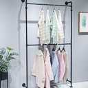 Industrial Pipe Clothes Rack, Wall Mounted Black Iron Garment Bar, Multi-Purpose Hanging Rod for Closet Storage(Black)