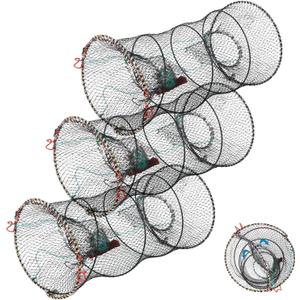 3 Packs Fishing Casting Nets Crab Trap Crawfish Crayfish Shrimp Collapsible Cast Net Durable Black Mesh Fishing Nets Portable Folded Safe Fish Catching, S/L
