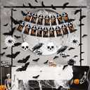 Halloween Party Decorations Set with Over The Table Rod Stand with Clamps,pskeleton,spider web Banner, Hanging Swirls,Tablecloth