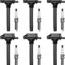 Ignition Coil & Spark Plugs Set of 6 Compatible with Chrysler 200 300 Town Country Dodge Charger Grand Caravan Ram Jeep Cherokee & More Replaces# UF648