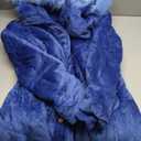 Chrisuno Women's Warm Winter Coat Velvet Puffer Jacket Quilted Faux Fur Hood (Blue)