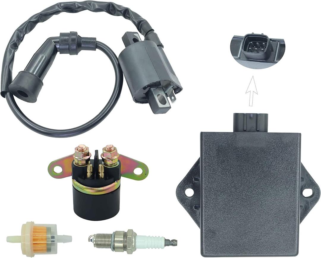 CDI Box Ignition Coil Fit for Arctic Cat 300 2X4 4X4 1998-2005, for Arctic Cat 250 2X4 4X4 1999-2005 with Ignition coil,spark plug&Starter Solenoid Relay