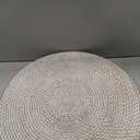 Coffee Table Tray Round Rattan Ottoman Tray Woven Serving Trays with Handles for Home and Kitchen Decorative Whitewash (Large 16.9 inch)