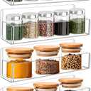 Acrylic Spice Rack Wall Mount-9 Inch, Clear Spice Shelf Storage Holder, 4 Pack Hanging Seasoning Rack Organizer for Cabinet Door, Cupboard or Wall Kitchen (Adhesive or Screw)