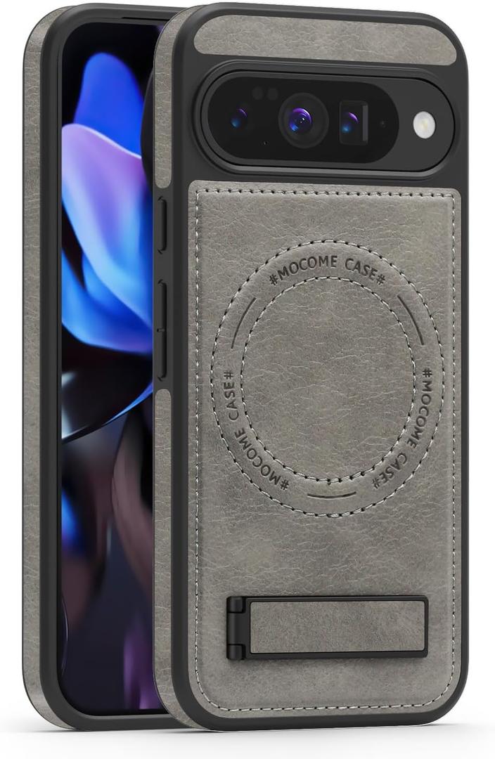 Lunivop for Google Pixel 10 Pro Case/Pixel 10 Case PU Leather [Compatible with Magsafe Wireless Charging] Magnetic Cover Stand Funda para Pixel 10/10 Pro 6.3 '' 2025 Rugged Best Gray