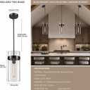 6 Inch Black Pendant Lights Kitchen Island 2 Pc, Modern Kitchen Pendant Lights,Glass Kitchen Pendant Lighting,Large Island Lights Lighting, for Bathroom,Bedroom,Dinning,Includes Bulb, black pendant lights 001