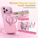 4 x 360 Spin Magnetic Stand for iPhone 17 Pro Case, Fit for MagSafe, All Around 4X Military-Grade Protection, Full Camera Protection,Anti-Slip Slim Phone Case for iPhone 17 Pro 6.3", Chalk Pink