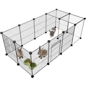 HOMIDEC Pet Playpen,Small Animals Cage DIY Wire Portable Yard Fence with Door for Indoor/Outdoor Use,Puppies,Kitties,Bunny,Turtle 48" x 24" x 16" Black