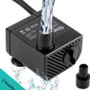 hygger Ultra Quiet 53GPH (200L/H, 3W) Submersible Mini Water Pump Comes with 2 Nozzles, for Aquariums, Fish Tank, Fountain, Hydroponics, Max Lift Height 1.7ft ,120V/60HZ, Power Cord 6ft