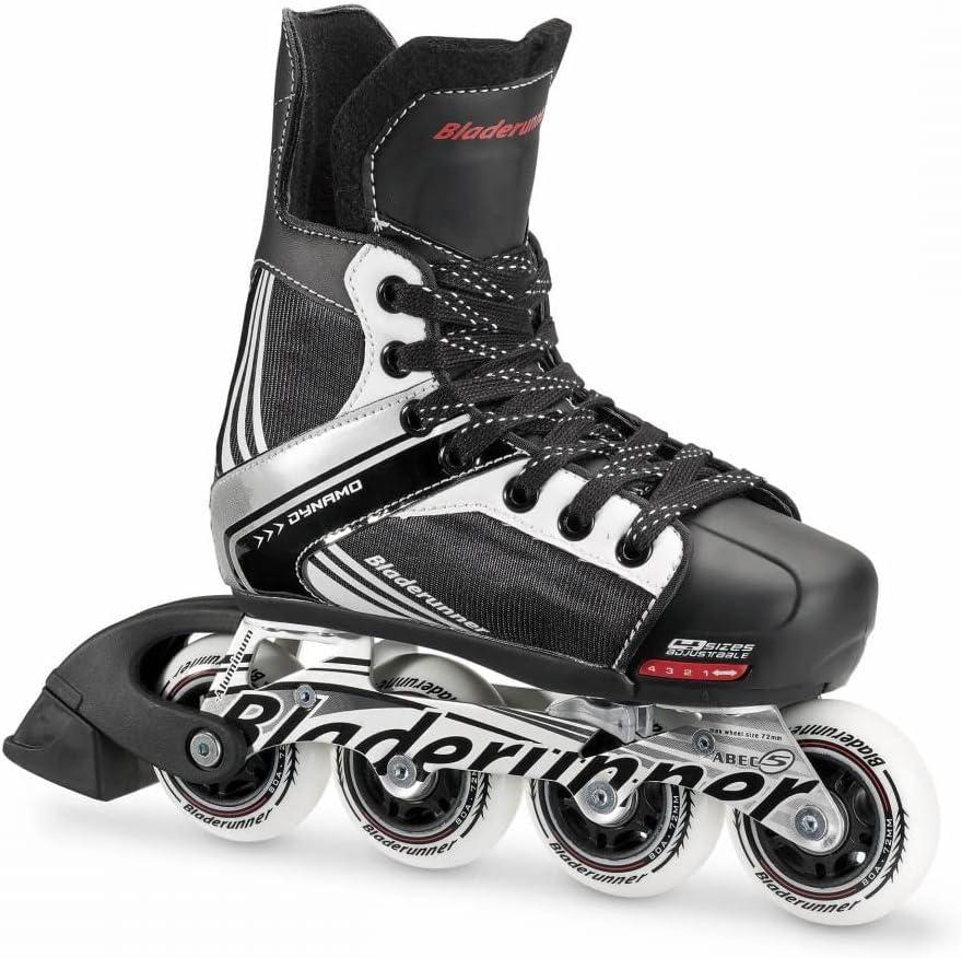 Bladerunner by Rollerblade Dynamo Jr Size Adjustable Hockey Inline Skate, Black and Red, Inline Skates (Size 1 - 4)