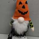 Halloween Plush Gnome Figurine Decoration, Extendable Standing Ghost Gnome Doll with Telescopic Legs, Halloween Ornament Tray Table Decor Home Decorations (Pumpkin Hat)