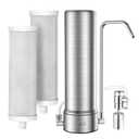 LCF Upgrade Countertop Water Filter,   Enhanced 6-Stage Stainless Steel Water Filter for Sink Faucet, Reduces Heavy Metals, Bad Taste & 99% Chlorine, 16,000 Gallons(2 Filters)