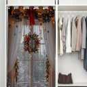 Christmas Doorway Curtain Garlands Wreaths Stars Christmas Ball Room Darkening Blackout Curtain for Kids Boys Girls Teens Room Decor, 1 Panel 34" W X 80" L