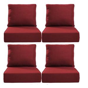 24 in. x 24 in. x 6 in. 8-Piece Deep Seating Water & Fade Resistant Outdoor Lounge Chair Replacement Cushion Set in Red
