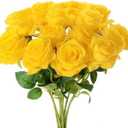 Yellow Roses Artificial Flowers 15 PCS, Fake Roses Silk Flowers with Long Stems, Faux Rose for Wedding Centerpieces, Home Decor, Indoor Floral Arrangements, Party Decor, DIY Bouquet (Yellow)