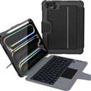 Nillkin iPad Pro 11 inch (M4, 2024) Case with Detachable Keyboard, Magic Trackpad, 7 Colors Backlit, Portrait/Landscape Modes, Rugged Keyboard Case with Camera Cover for iPad Pro 11 5th Gen, Black