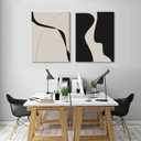BOKPEN Black and White Abstract Canvas Wall Art Line Minimalist Paintings Artworks Mid Century Geometric Poster Modern Pictures Prints for Office Bathroom Bedroom Home Decor 16x24 Inch canvas