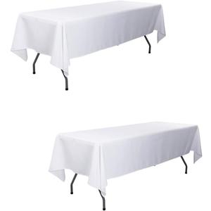 60 x 102 Inch Rectangular Polyester Tablecloth, White Washable Table Cloth for 6 Foot Table - Perfect for Wedding, Party, Restaurant, Banquet Decoration (2 Pack)