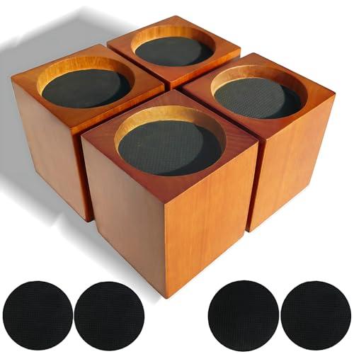ECOGREDA Wood Bed Furniture Risers 4 Inch Heavy Duty Risers, Supports up to 6,000 Lbs, for Sofa Couch Desk Chair Table Base Raising Space, Convenient Store and Cleaning, Pack of 4 Brown ECOGREDA Wood Bed Furniture Risers 4 Inch Heavy Duty Risers, Supports up to 6,000 Lbs, for Sofa Couch Desk Chair Table Base Raising Space, Convenient Store and Cleaning, Pack of 4 Brown