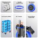 4 Inch Caster Wheels Heavy Duty Stem Caster 2000Lbs, Threaded Stem Casters 3/8"-16 x 1(Stem Diameter 3/8", Stem Length 1"), Swviel Locking Caster Set of 4, Industrial Castor Wheels for Cart, Furniture, Blu