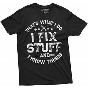 Men's Funny I fix Stuff T-Shirt Mechanic Engineer Garage Tee Shirt, 5XL