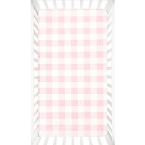 DILIMI Fitted Crib Sheets for Baby Boys and Girls, Ultra-Soft Breathable Baby Crib Sheet Fits Standard Crib and Toddler Mattress, Pink Checkered