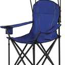 ALPHA CAMP Oversized Camping Chair with Shade Canopy, Folding Lawn Chairs (Single Pack, Navy Blue)