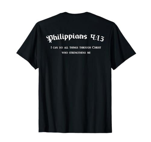 Philippians 4:13 Christian Bible Verse Religious Back Design T-Shirt M