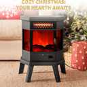 Electric Fireplace Heater 22 in Freestanding Fireplace Stove Infrared Fireplace RealSmart with 3D Flame Effect Remote Control, Timer, Overheating Protection Heater for Indoor Use Black