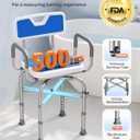 360 Swivel Shower Chair for Elderly and Disabled, 500lbs Heavy Duty Shower Chair with Back and Padded Arms, X-Shaped Stable Shower Seat for Inside Shower,Adjustable Height,Non-Slip Feet