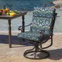 Arden Outdoor Chair Cushion, 21 x 20, Rain-Proof, Fade Resistant Sapphire Aurora Blue Damask