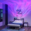 Full Size Metal Bed Frame - 14 Inch Heavy Duty Bedframe with Headboard & Charging Station Basic Steel Slats Platform with Galaxy Aurora Projector No Box Spring Needed (Full)