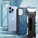 FNTCASE for iPhone 13 Pro-Max Case: Military Grade Shockproof Full Protective Rugged Cell Phone Cover with Kickstand & Belt-Clip Holster, Drop Proof Hard 13 Pro-Max Cases 5G - 6.7 Inch Blue
