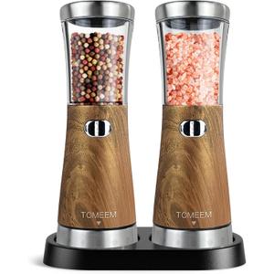 Electric Salt and Pepper Grinder Set with Storage Base, Stainless Steel Rechargeable Salt and Pepper Grinder Set with 4.5 oz Large Capacity, 1.8" Wide Mouth, Adjustable Coarseness, Ideal for Kitchen