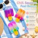 3 Pcs Ice Cream Squishy Toy, Summer Sensory Stress Relief Squeeze Squishy, Popsicle Squishy for Easter Basket Stuffers, Party Favors, Anxiety Relief Everyone, Birthday Gift