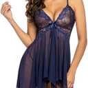 Avidlove Lingerie for Women Lace Babydoll Sleepwear Boudoir Outfits Plus Size M