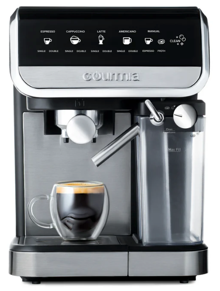 GOURMIA 8-IN-1 ONE-TOUCH ESPRESSO, CAPPUCCINO, LATTE & AMERICANO MAKER WITH AUTOMATIC FROTHING