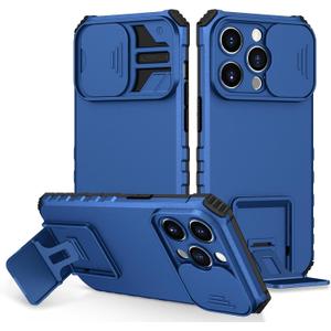 Case Compatible for iPhone 15 Pro/iPhone 14 Pro Dimensional Bracket Sliding Window Mobile Phone Case Shockproof Protective Phone Cover for iPhone 15 Pro/iPhone 14 Pro Military Cases Blue