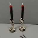 GenSwin Halloween Black Taper Flameless Candles with Ghost Hand Candlesticks and Remote Timer, 2 Pcs Battery Operated Taper Candles with Holder and 3D Flame for Halloween Decor
