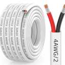 CONEPY 4 Gauge Marine Wire, 4/2 Duplex Tinned Copper Marine Grade Cable, IP68 Waterproof/Corrosion-Resistant PVC Stranded 4 AWG Wire for Boat, Automotive, Solar, Trolling Motor, Battery (15FT)