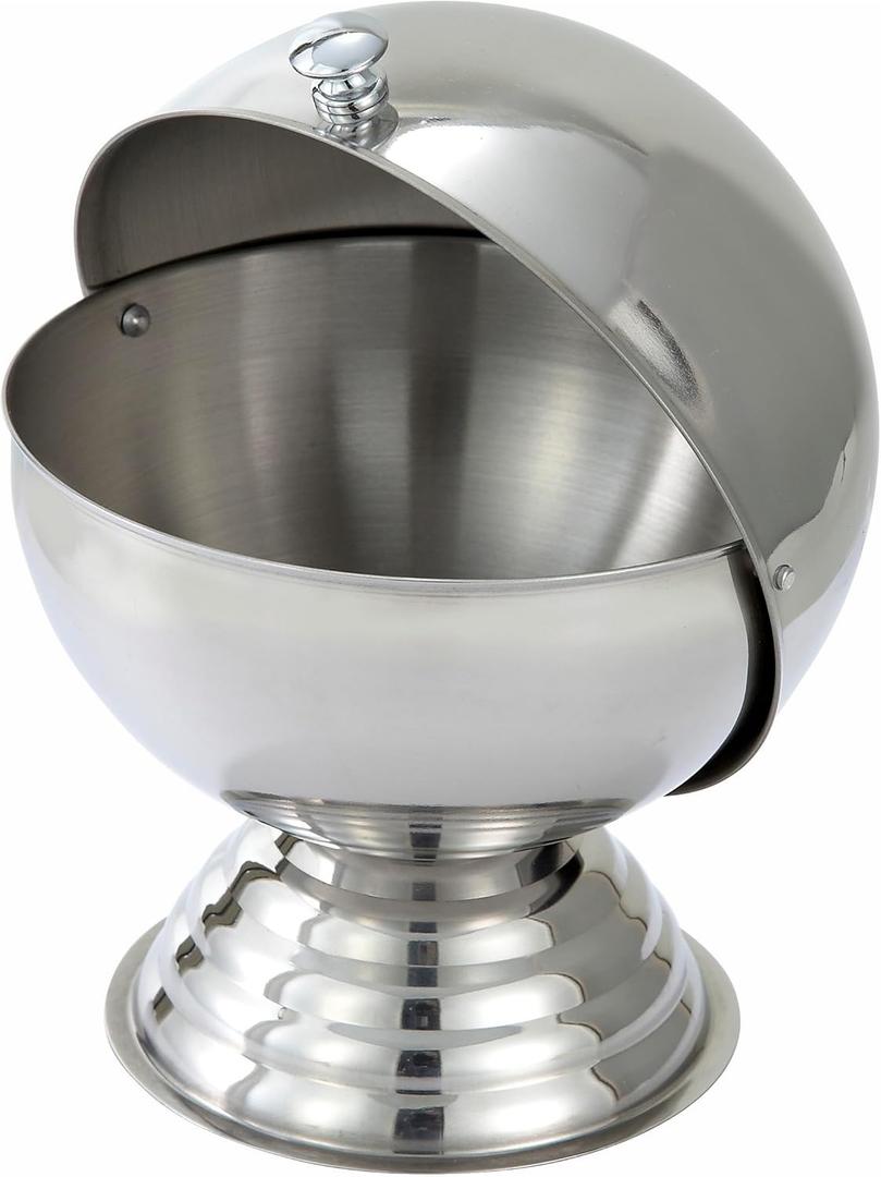 Winco 20 Ounce Sugar Bowl with Roll Top, Stainless Steel, Medium