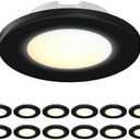 JULLISON 4 Inch LED Mini Surface Mount Light, Recessed Trim, Small Flush Mount Ceiling Light for Hallway, Bathroom, Kitchen, 120V, 60W Replacement, 5CCT Selectable, ETL, Wet Rated, Black/12 Packs