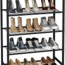 HOMEFORT 5-Tier Shoe Rack, Shoe Storage Shelf with MDF Top Board, Shoe Rack Organizer, Each Tier Fits 3 Pairs, Entryway Shoe Stand with Sturdy Shelves, Rustic Brown